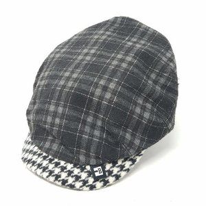 Block hat‎ black/grey houndstooth/tartan wool blend paperboy L/XL UNISEX